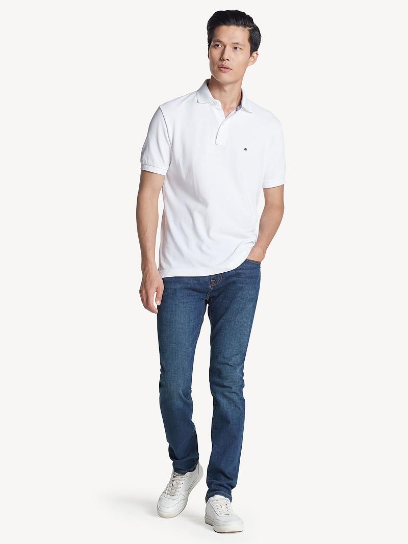 Férfi Tommy Hilfiger Classic fit solid Polos Fehér | HU 1073YXF